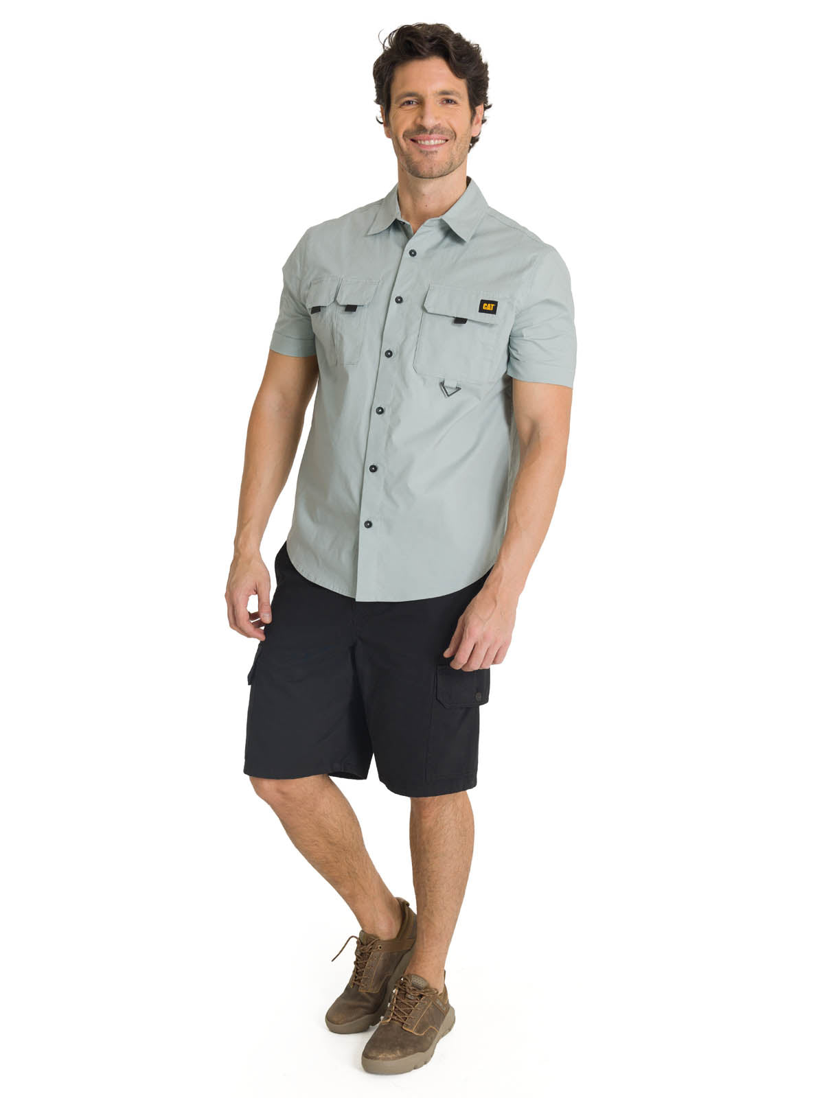 Camisa Utility Manga Corta Shirt Para Mujer Color Gris-5
