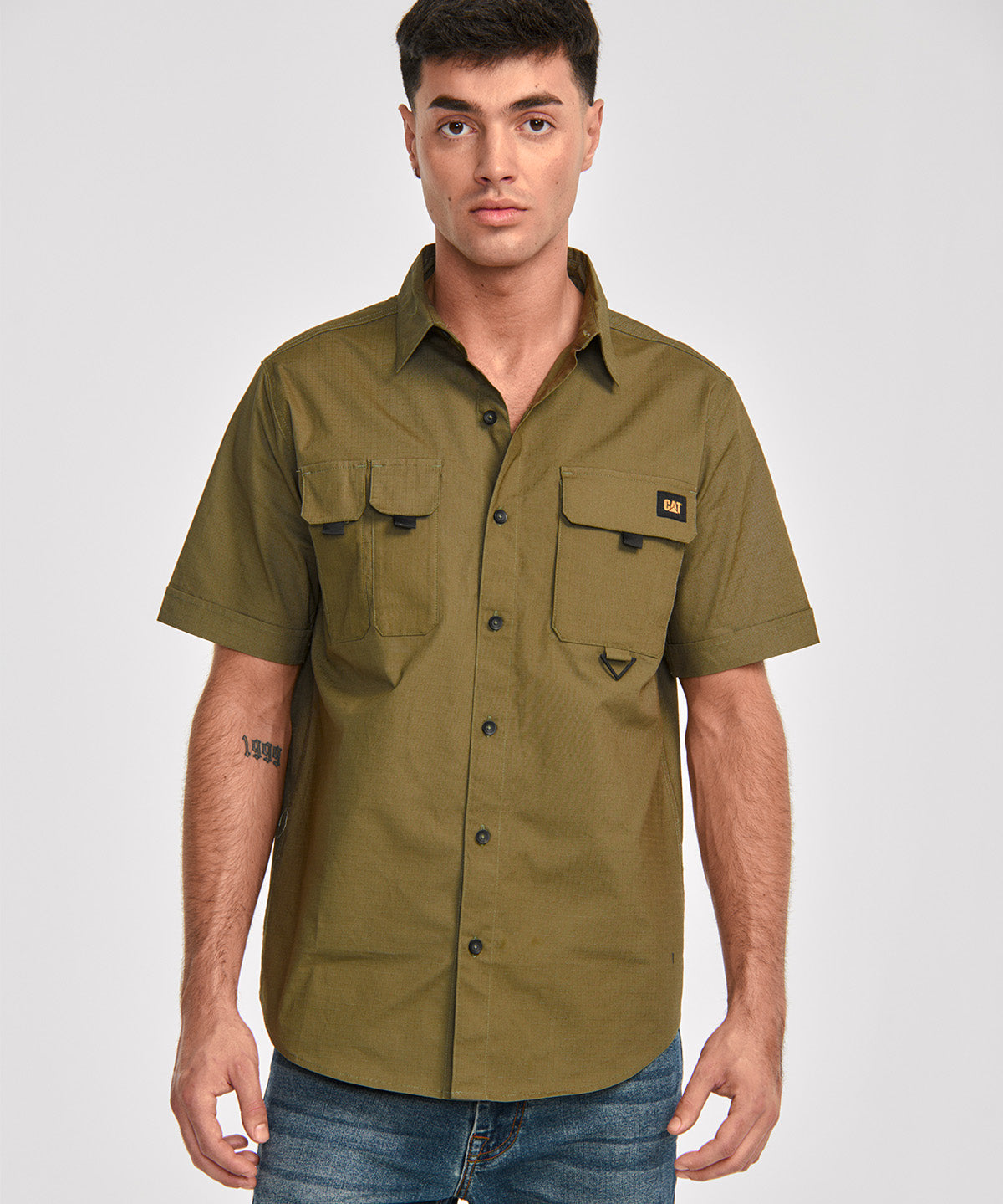Camisa Utility Manga Corta Shirt Para Mujer Color Verde-1