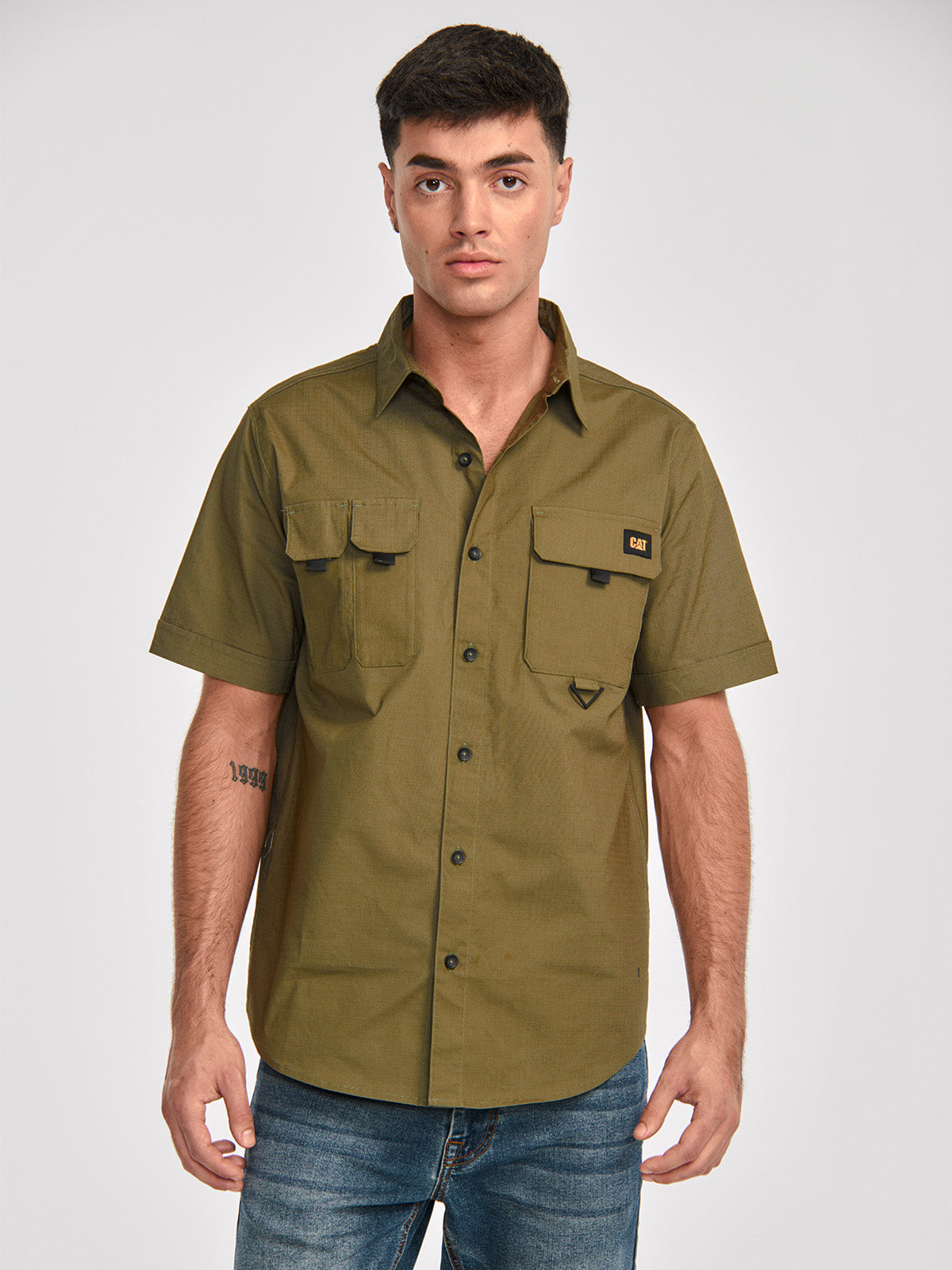 Camisa Utility Manga Corta Shirt Para Mujer Color Verde-1