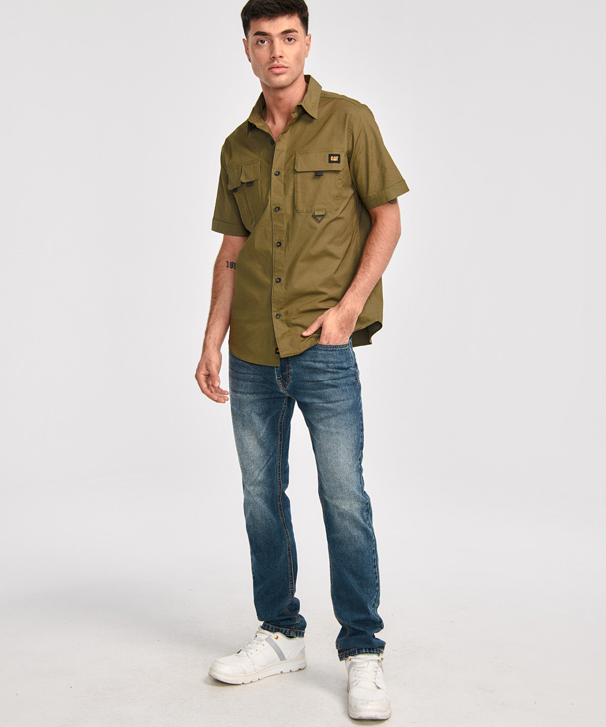 Camisa Utility Manga Corta Shirt Para Mujer Color Verde-2