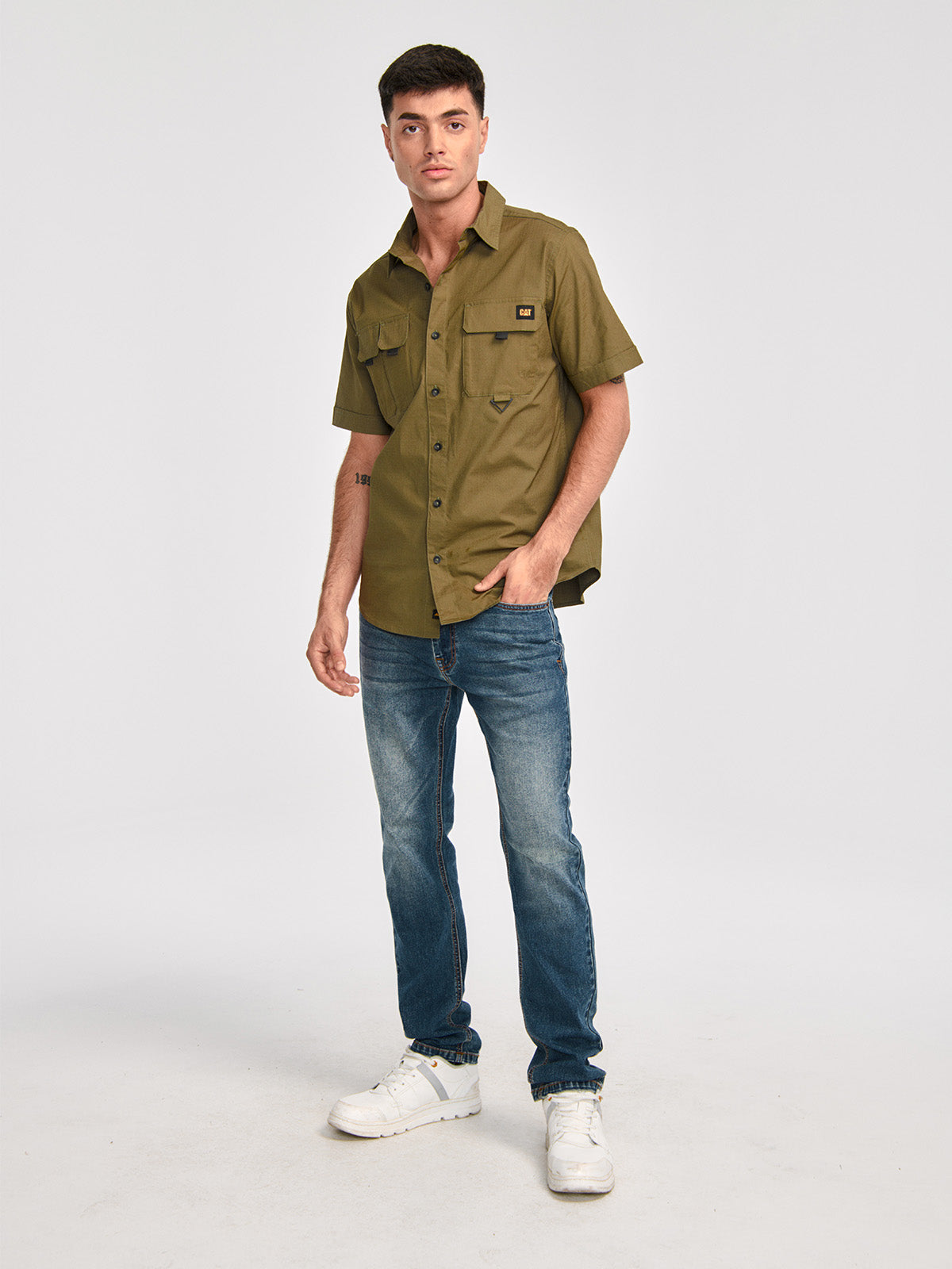 Camisa Utility Manga Corta Shirt Para Mujer Color Verde-2