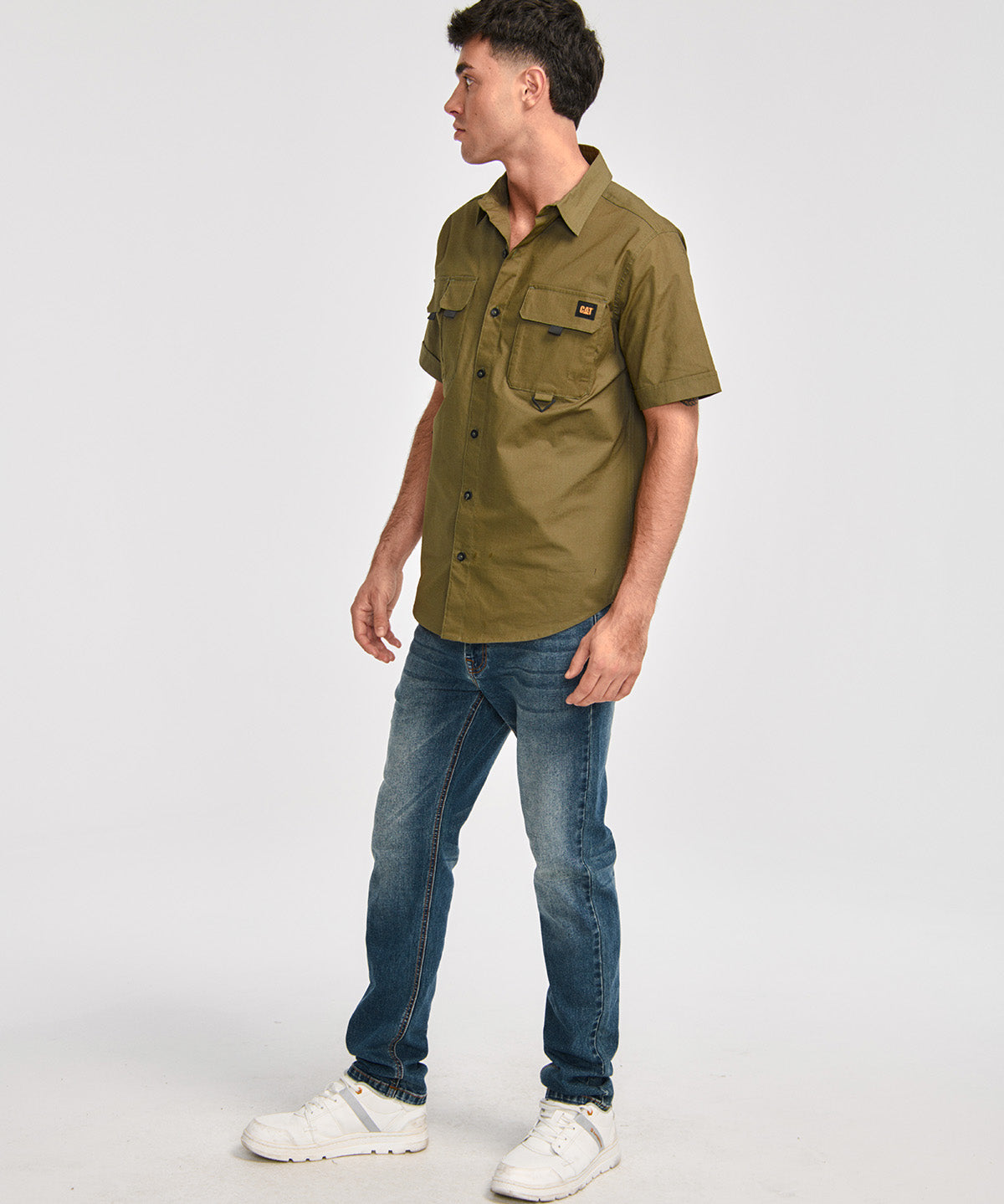 Camisa Utility Manga Corta Shirt Para Mujer Color Verde-3