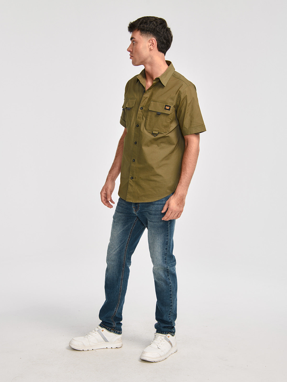 Camisa Utility Manga Corta Shirt Para Mujer Color Verde-3