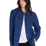 Camisa Denim Relaxed Manga Larga Sh Para Mujer Color Azul-1