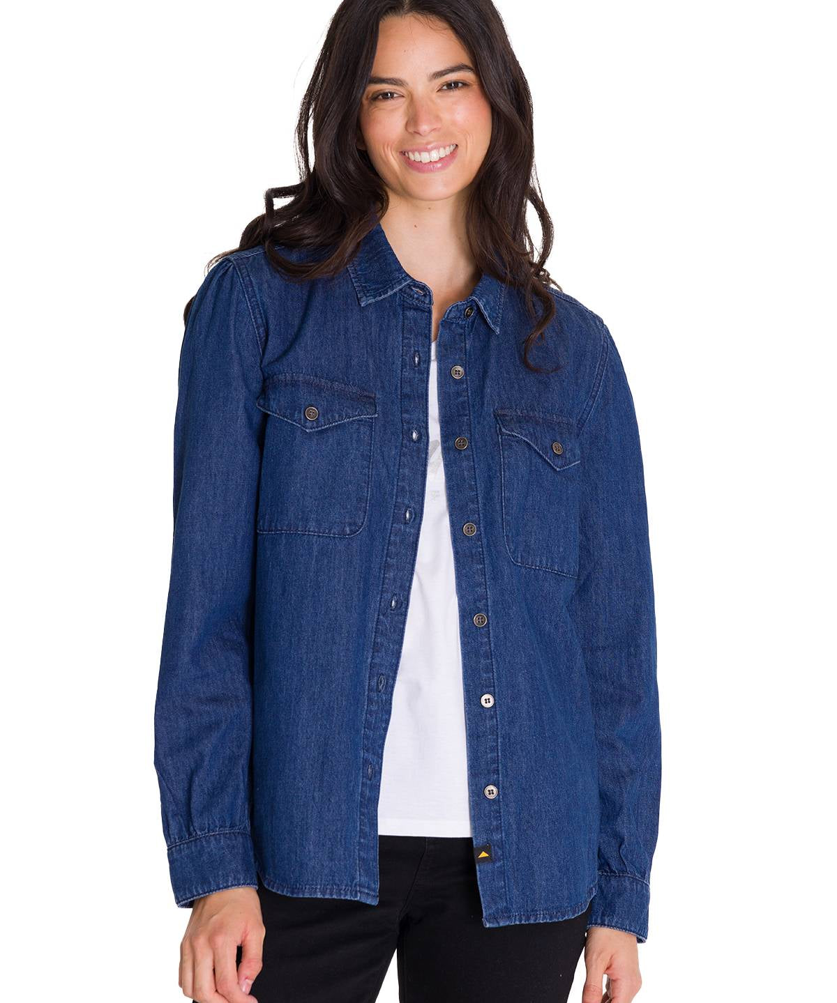 Camisa Denim Relaxed Manga Larga Sh Para Mujer Color Azul-2