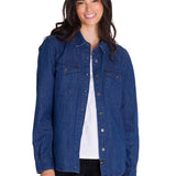 Camisa Denim Relaxed Manga Larga Sh Para Mujer Color Azul-2
