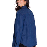 Camisa Denim Relaxed Manga Larga Sh Para Mujer Color Azul-3