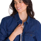 Camisa Denim Relaxed Manga Larga Sh Para Mujer Color Azul-4