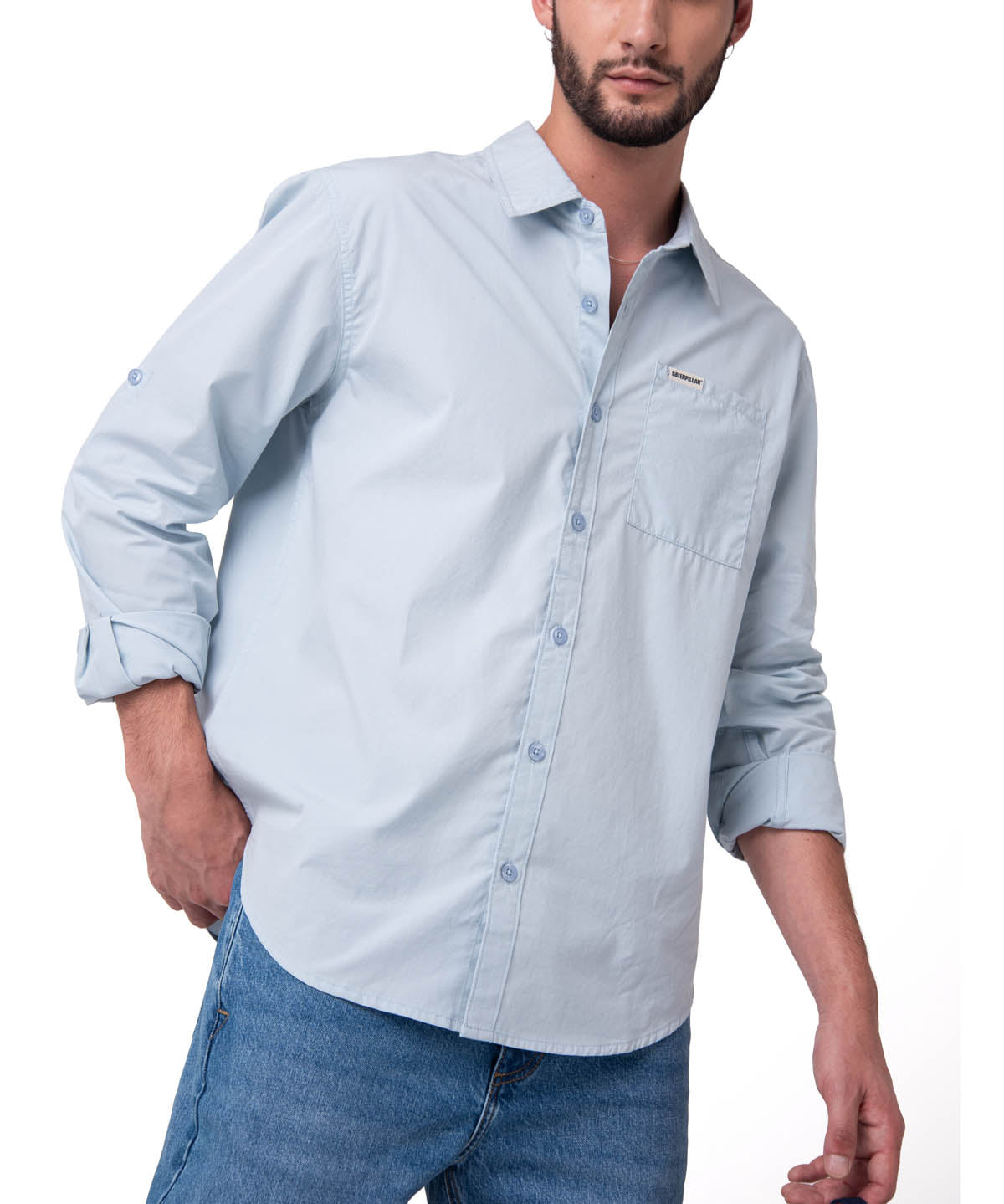 Camisa Convertible Manga Larga Popl Hombre Color Celeste-1