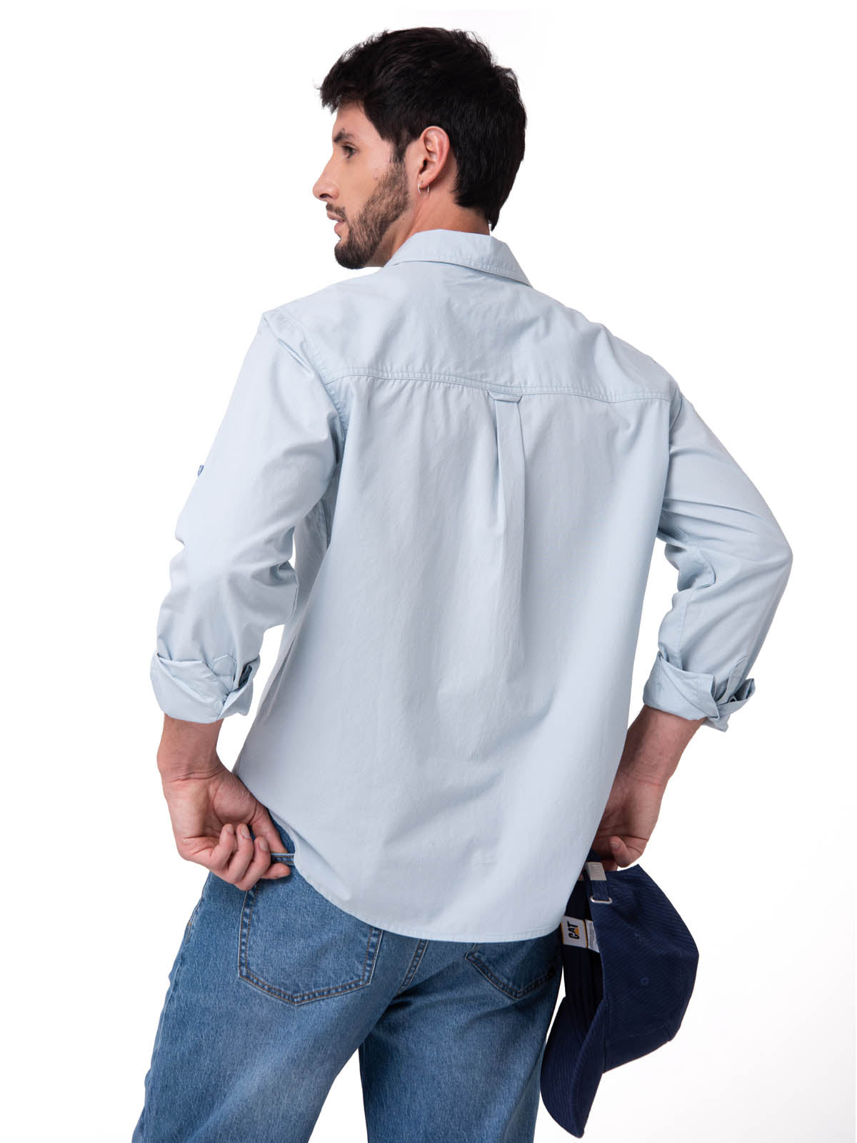 Camisa Convertible Manga Larga Popl Hombre Color Celeste-2