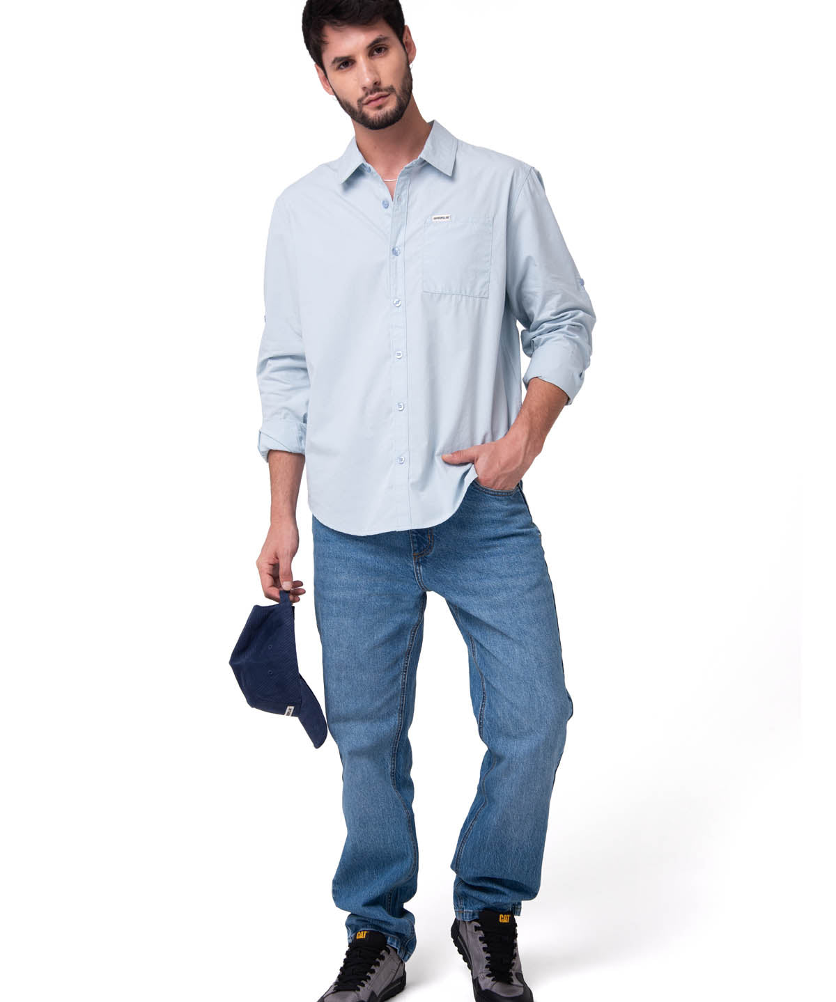 Camisa Convertible Manga Larga Popl Hombre Color Celeste-4