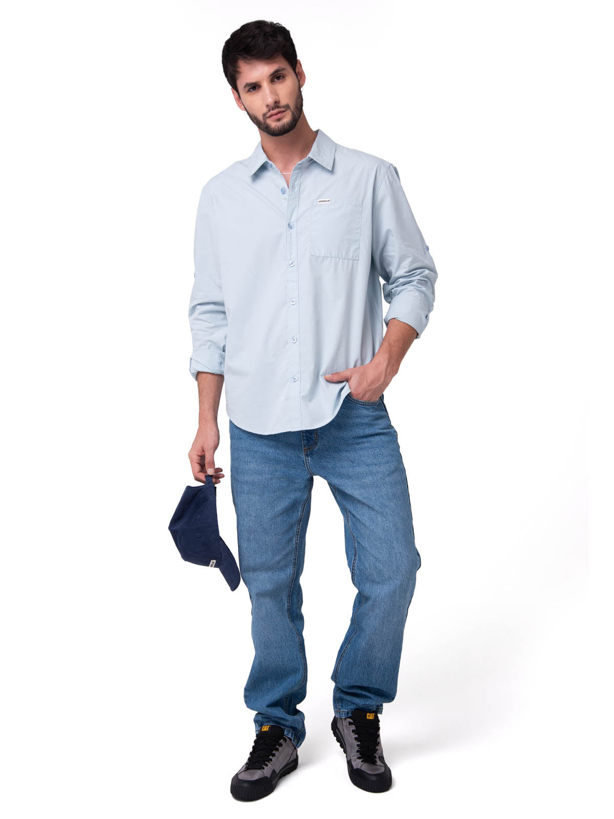 Camisa Convertible Manga Larga Popl Hombre Color Celeste-4