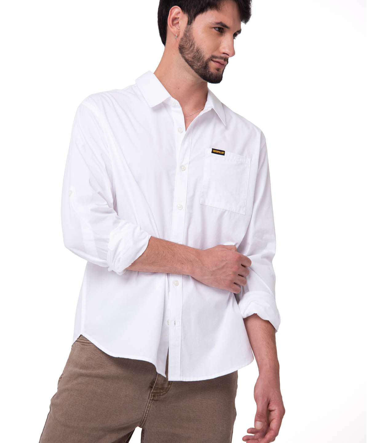 Camisa Convertible Manga Larga Popl Hombre Color Blanco-1
