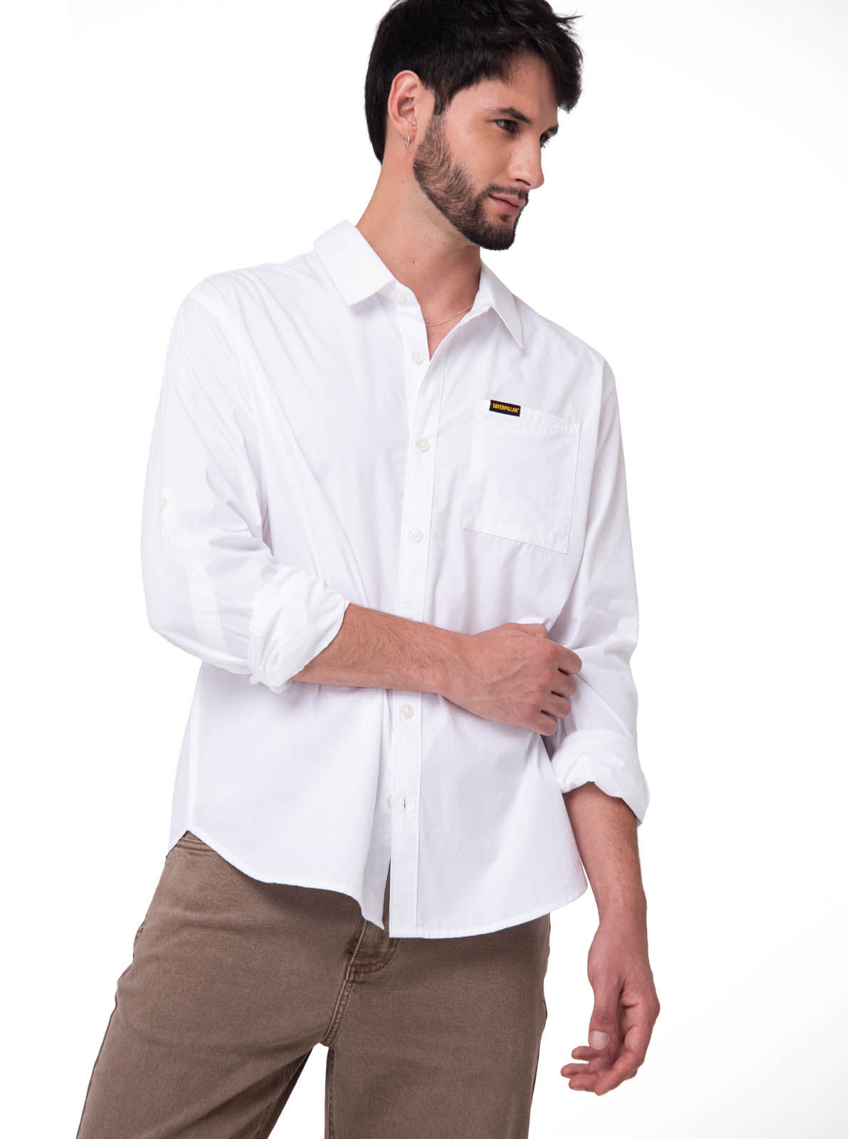 Camisa Convertible Manga Larga Popl Hombre Color Blanco-1