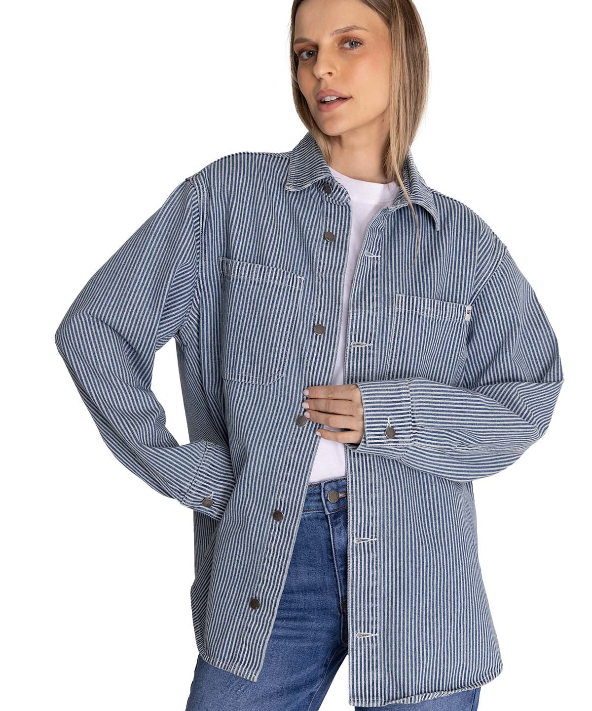 Camisa Oversized Hickory St Para Mujer Color Gris-1
