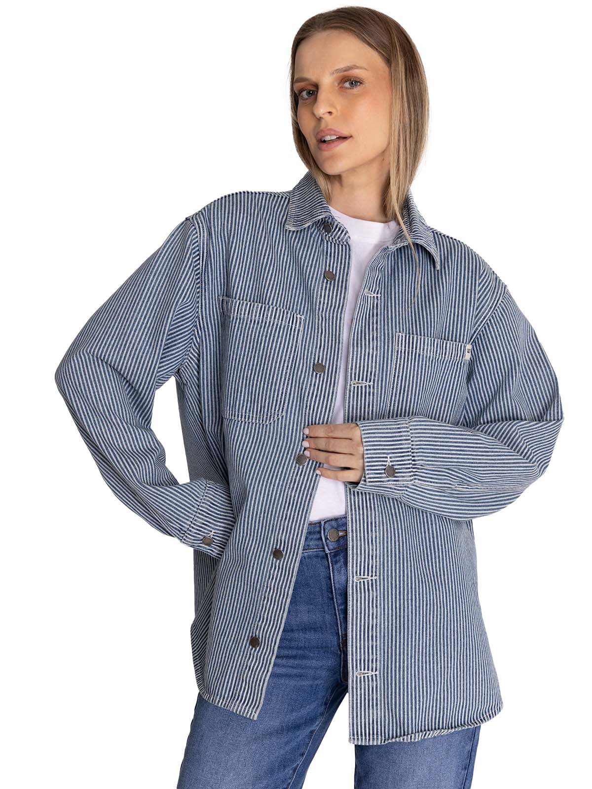 Camisa Oversized Hickory St Para Mujer Color Gris-1