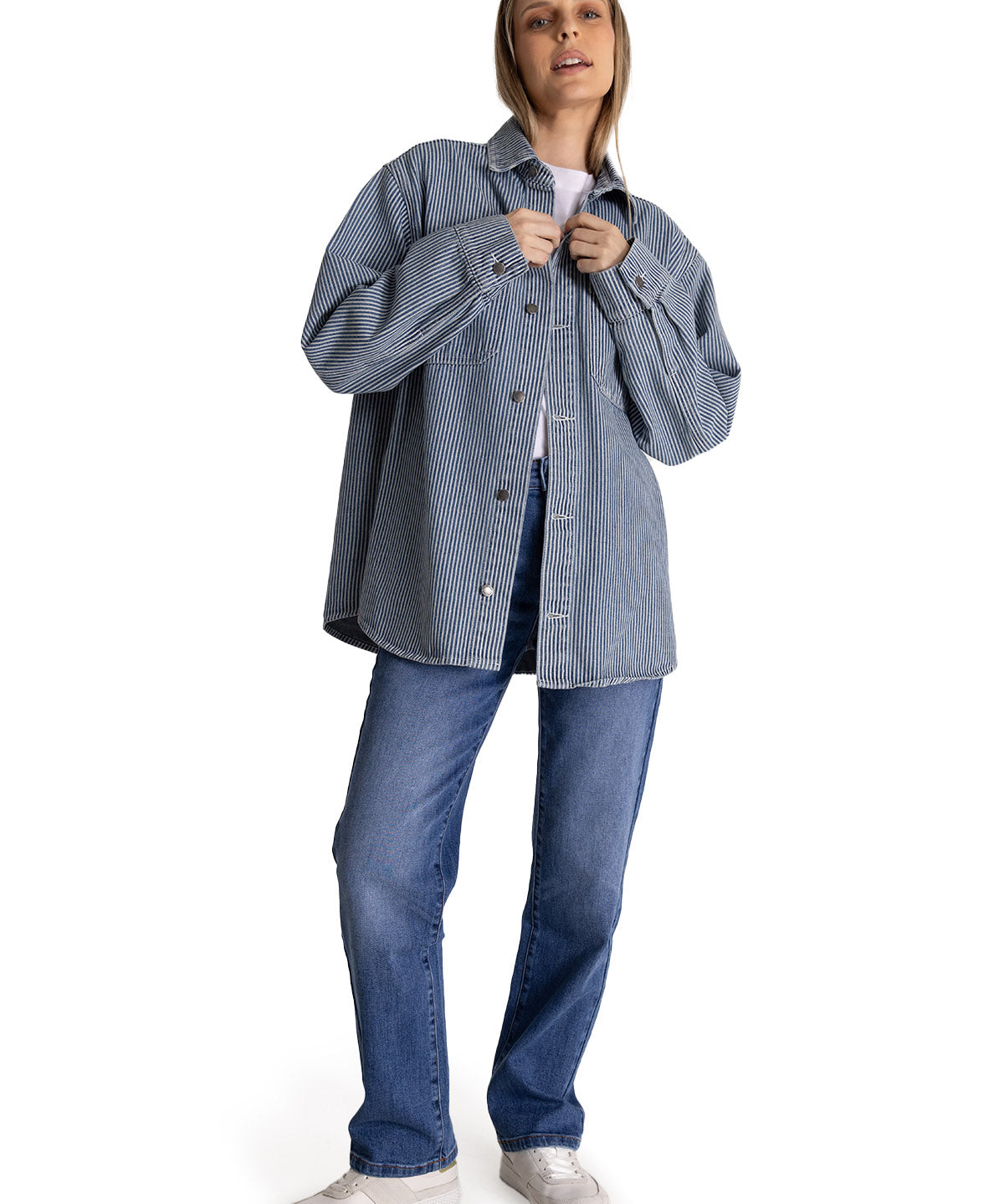 Camisa Oversized Hickory St Para Mujer Color Gris-5