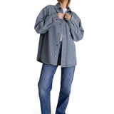 Camisa Oversized Hickory St Para Mujer Color Gris-5