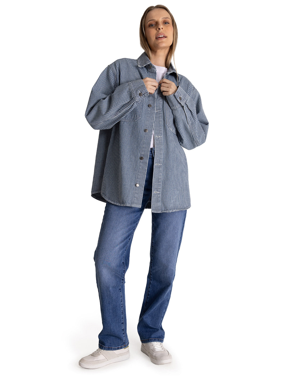 Camisa Oversized Hickory St Para Mujer Color Gris-5