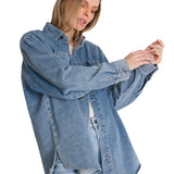 Camisa  Oversized Denim Shir Para Mujer Color Azul-1