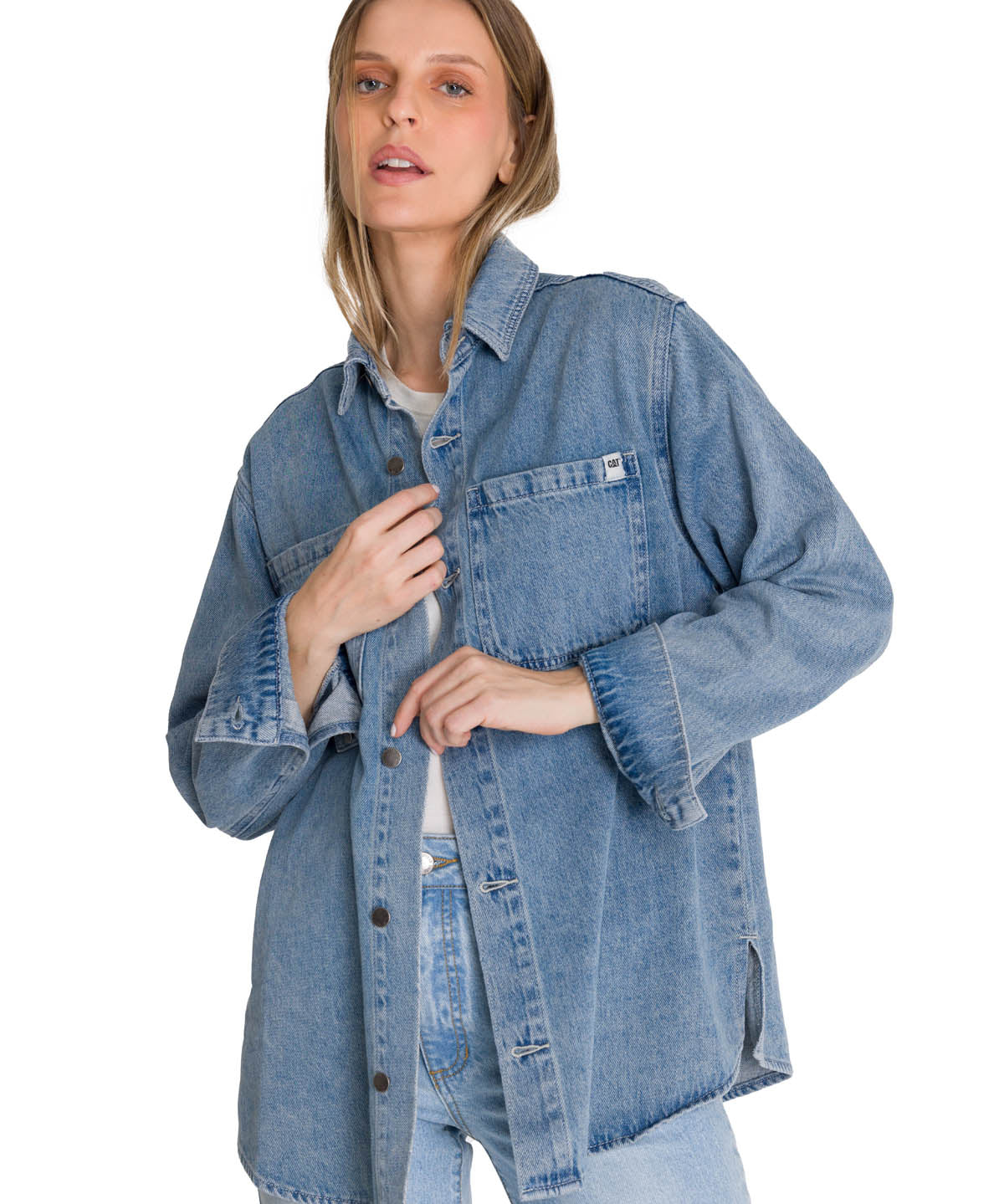 Camisa  Oversized Denim Shir Para Mujer Color Azul-2