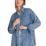 Camisa  Oversized Denim Shir Para Mujer Color Azul-2