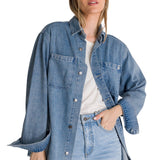 Camisa  Oversized Denim Shir Para Mujer Color Azul-3