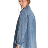 Camisa  Oversized Denim Shir Para Mujer Color Azul-4