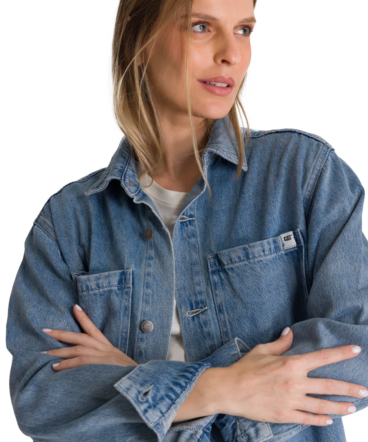 Camisa  Oversized Denim Shir Para Mujer Color Azul-5