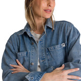 Camisa  Oversized Denim Shir Para Mujer Color Azul-5