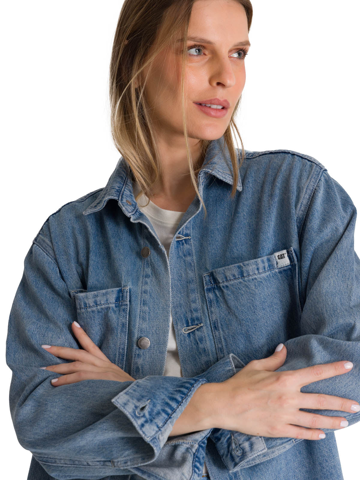 Camisa  Oversized Denim Shir Para Mujer Color Azul-5