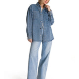 Camisa  Oversized Denim Shir Para Mujer Color Azul-6