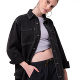 Camisa Oversized Denim Shir Mujer Color Negro-2