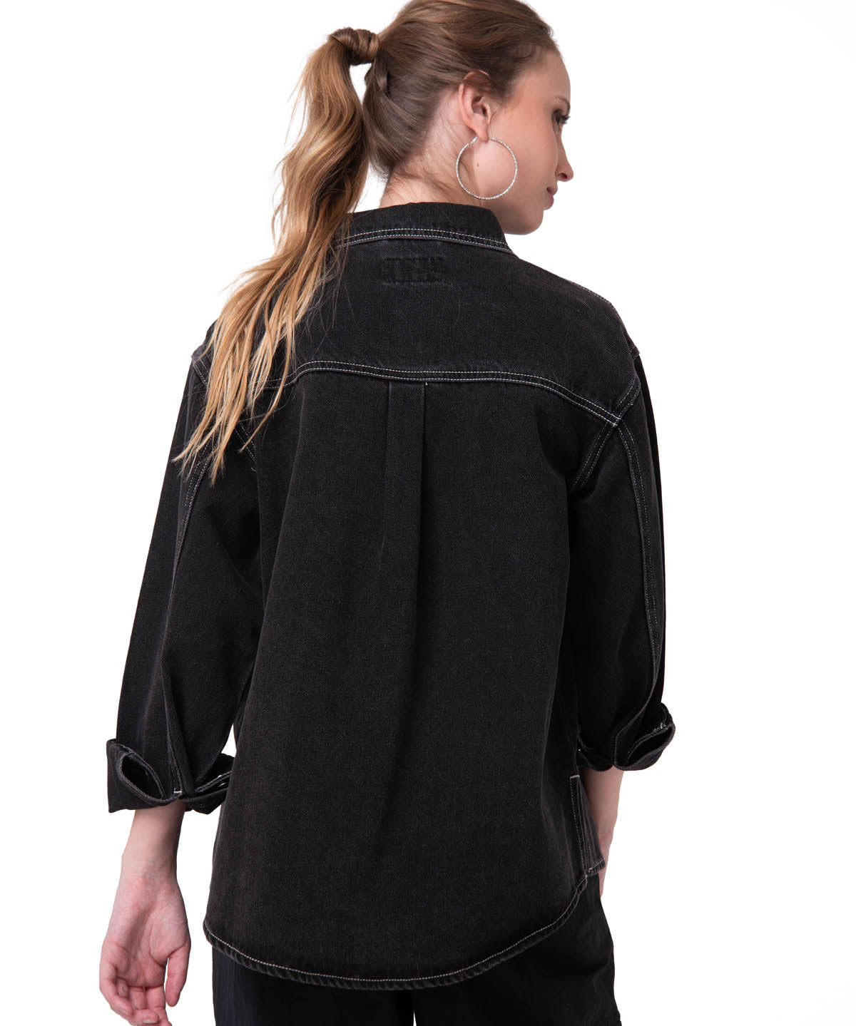 Camisa Oversized Denim Shir Mujer Color Negro-3