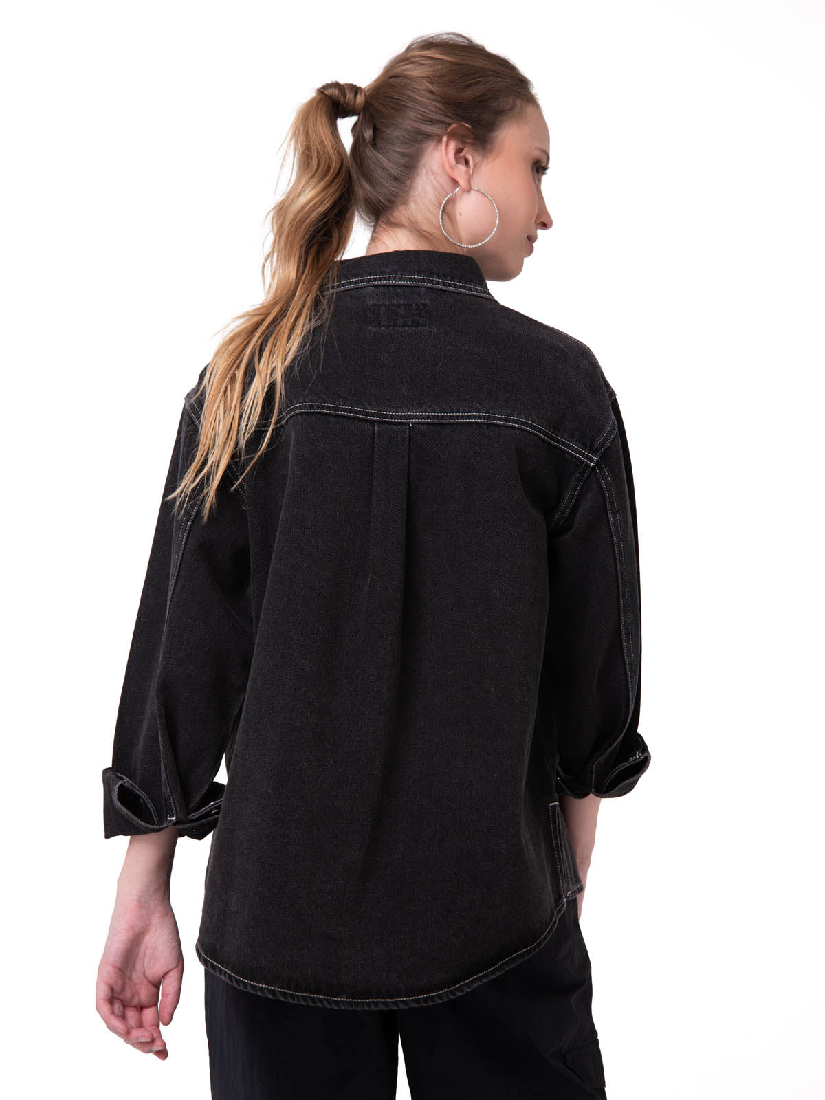 Camisa Oversized Denim Shir Mujer Color Negro-3