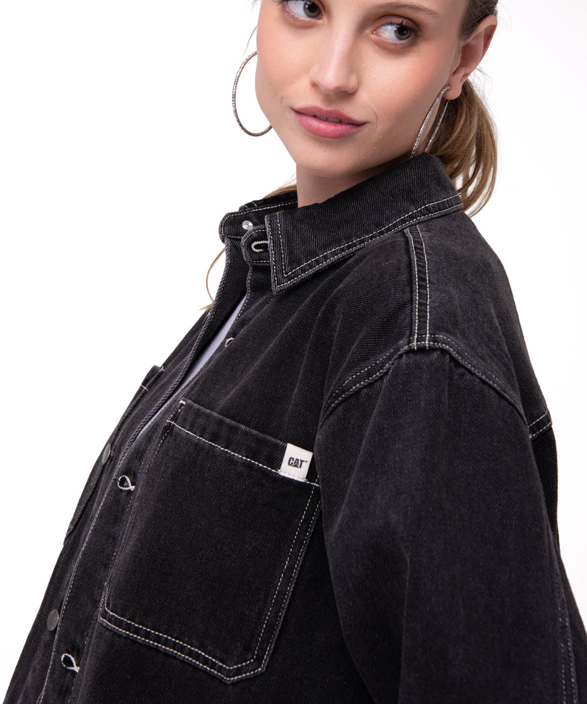 Camisa Oversized Denim Shir Mujer Color Negro-4
