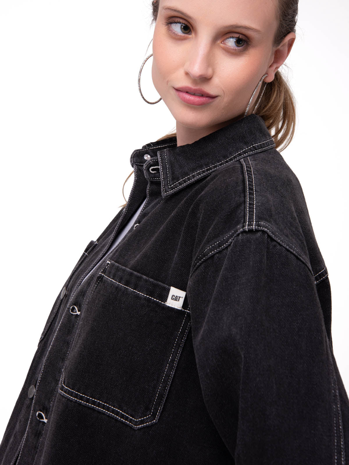 Camisa Oversized Denim Shir Mujer Color Negro-4