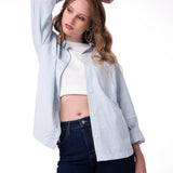 Camisa Oversized Poplin Shi Mujer Color Celeste-1