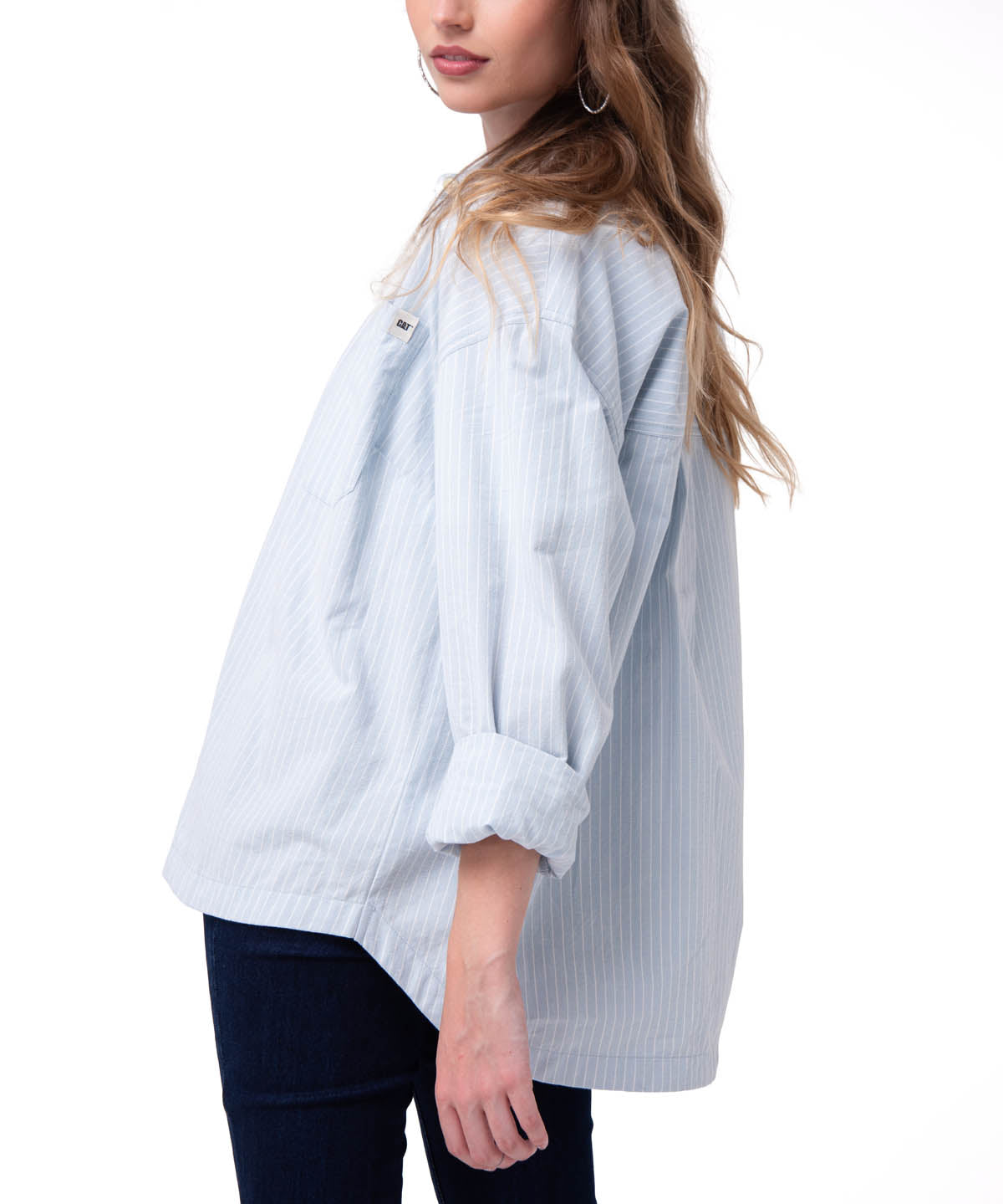 Camisa Oversized Poplin Shi Mujer Color Celeste-3