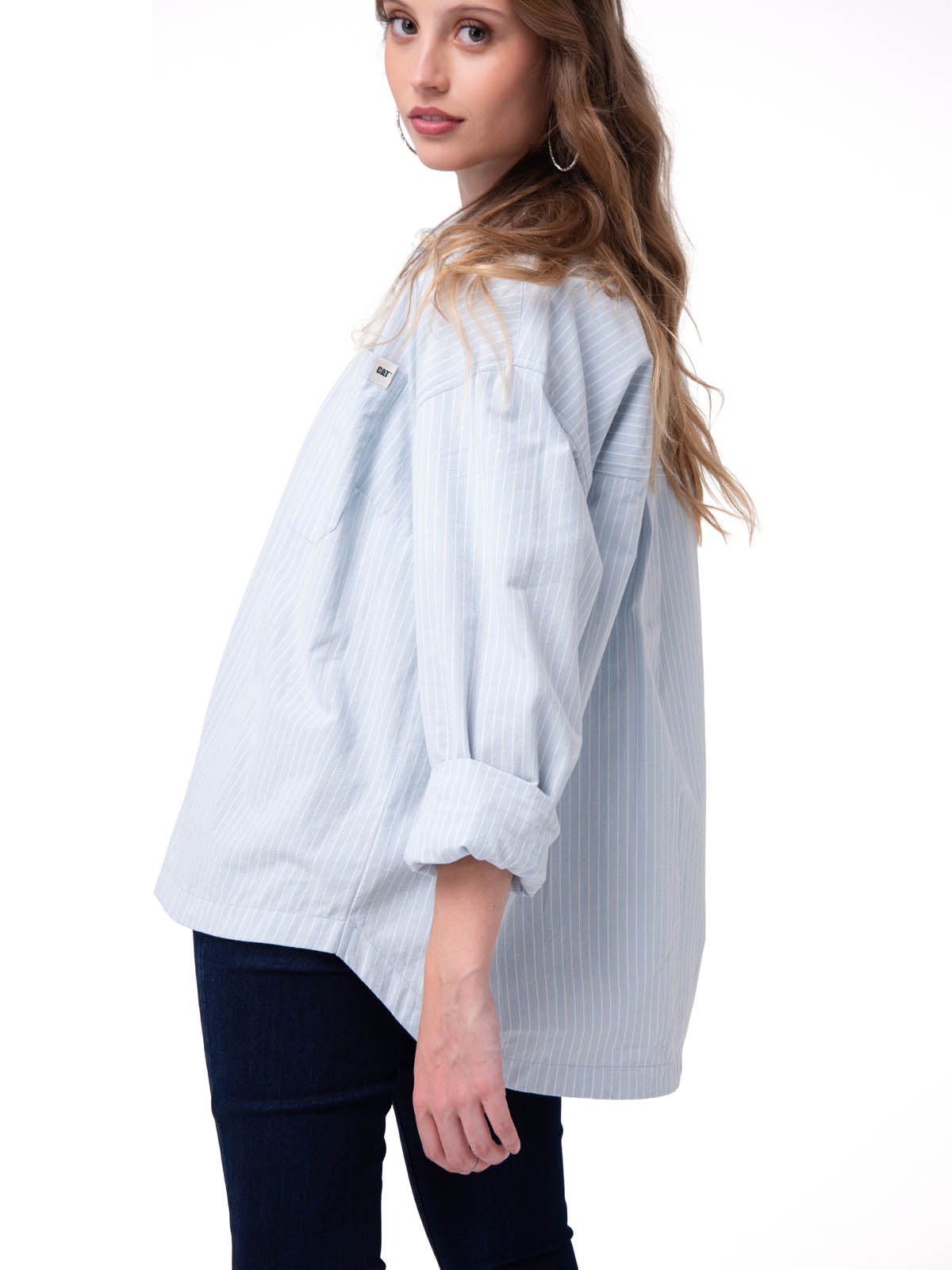 Camisa Oversized Poplin Shi Mujer Color Celeste-3