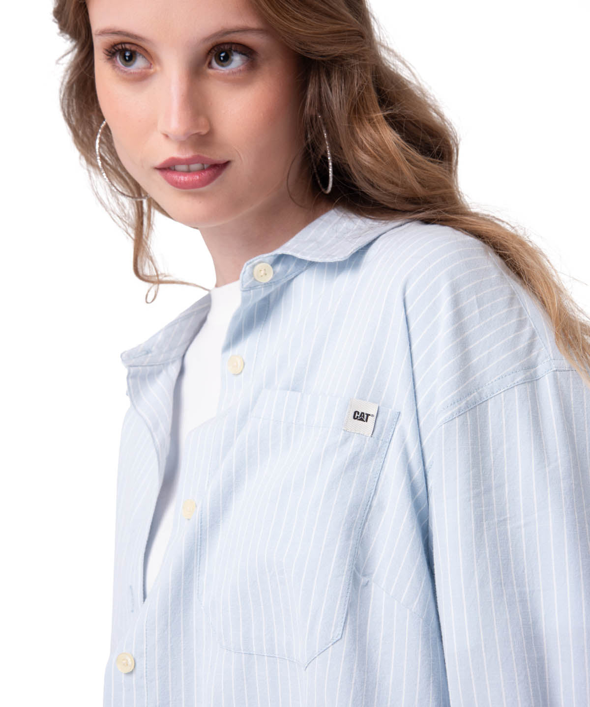Camisa Oversized Poplin Shi Mujer Color Celeste-4