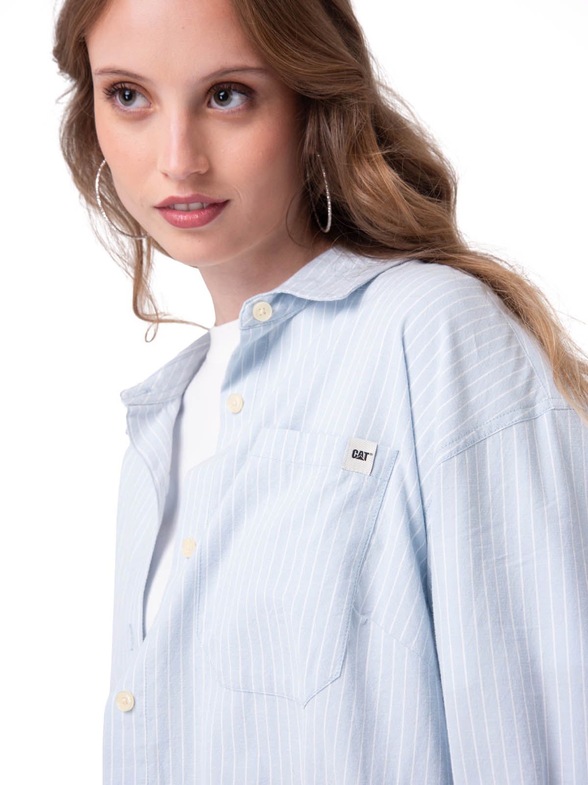 Camisa Oversized Poplin Shi Mujer Color Celeste-4