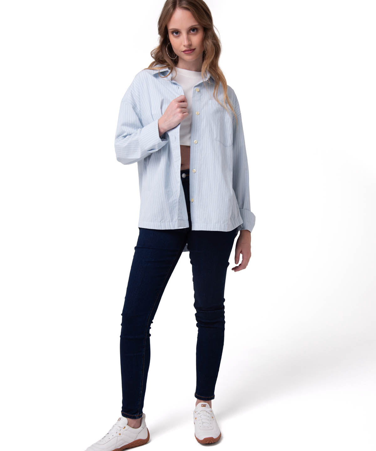 Camisa Oversized Poplin Shi Mujer Color Celeste-5