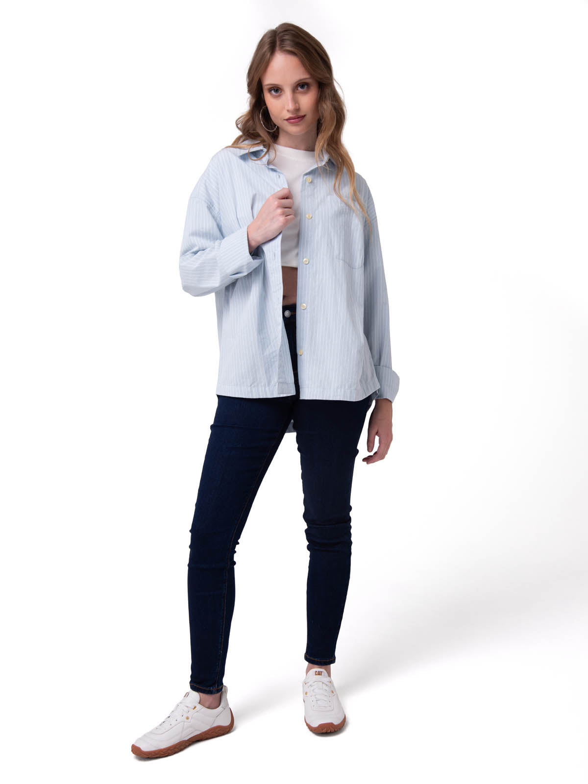 Camisa Oversized Poplin Shi Mujer Color Celeste-5