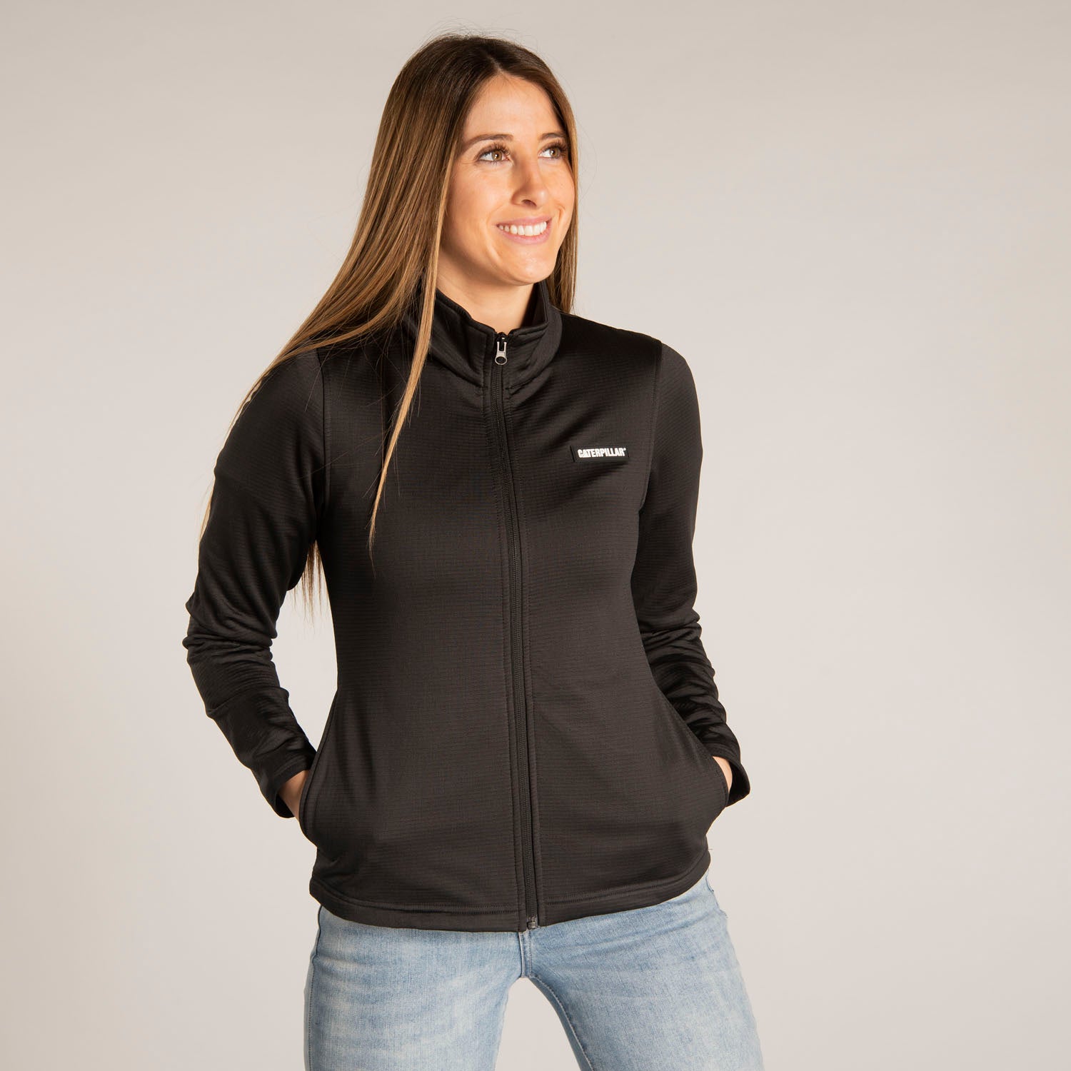 Saco W Fdtn Grid Fleece Para Mujer Color Negro-1