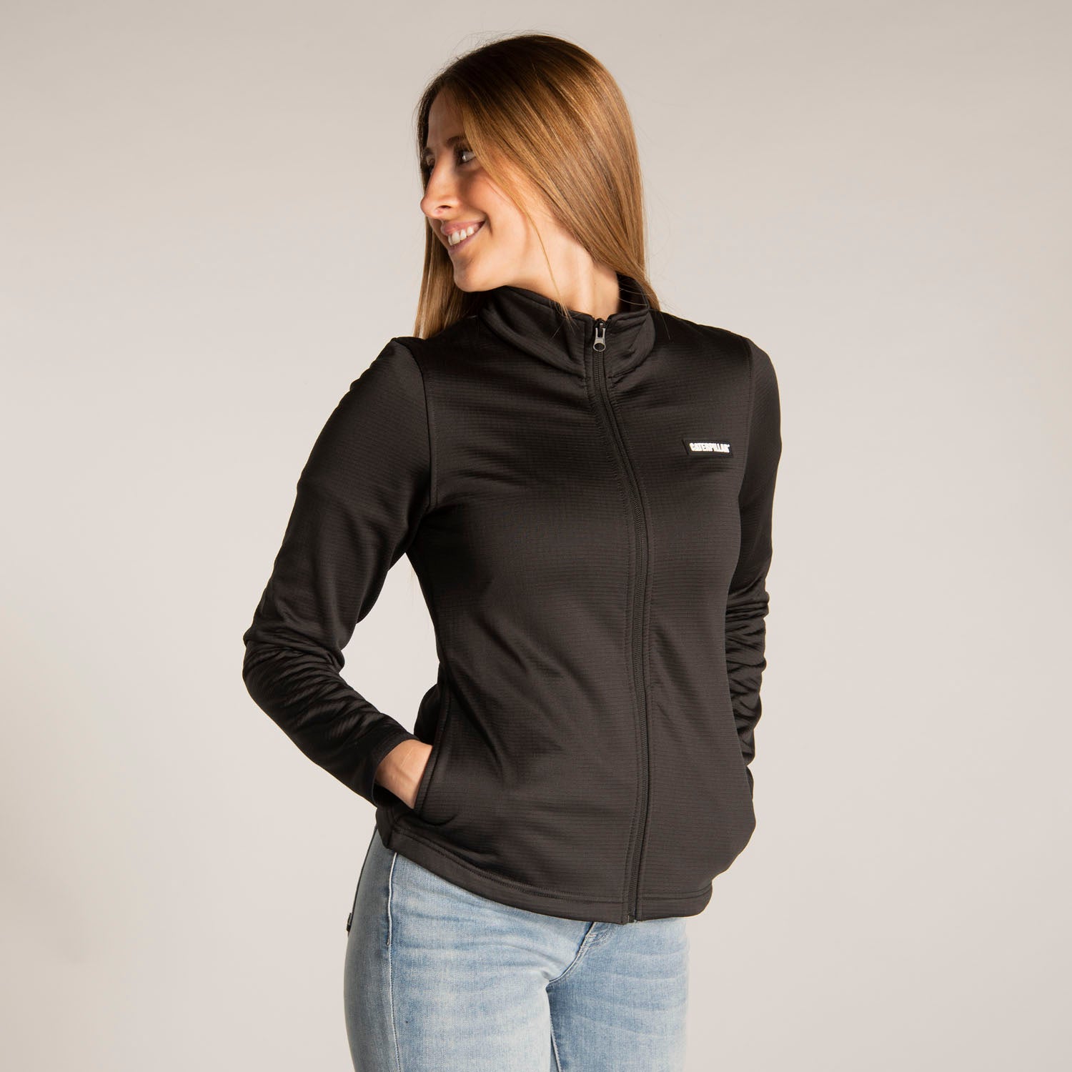Saco W Fdtn Grid Fleece Para Mujer Color Negro-2