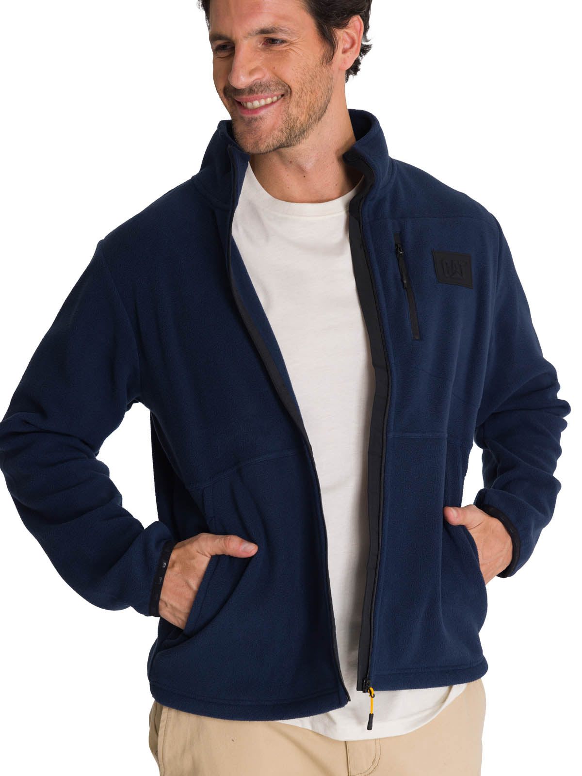 Saco Microfleece Zip Hombre Color Azul-4
