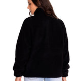 Saco Sherpa Fleece Snap F Para Mujer Color Negro-3