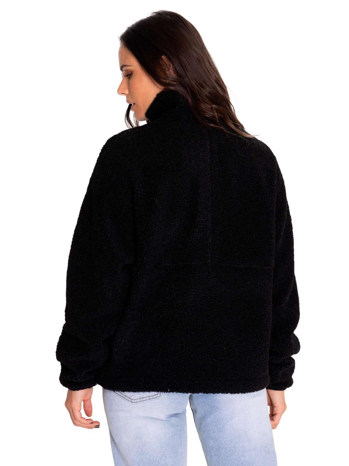Saco Sherpa Fleece Snap F Para Mujer Color Negro-3