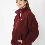 Saco Sherpa Fleece Snap F Para Mujer Color Rojo-1